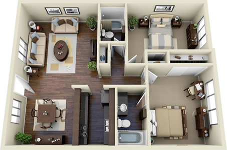 The Canyon - 2 Bedroom / 2 Bath - 1,099 Sq. Ft.* 